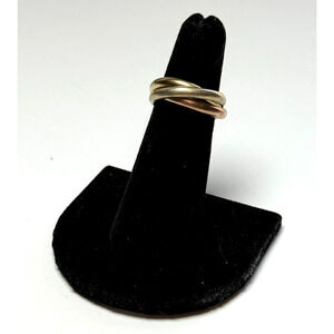 Vintage 9K Trinity Rolling 3 Color Gold Band Ring Size 5 London UK 1983 6.57gr